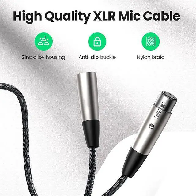 Alt view image 4 of 4 - XLR Male to Female Balanced Microphone Cable 1m, 3-Pin, OFC, Triple Shielding, Zinc Alloy Connectors, for Mixer, Speaker, Studio & Live Sound