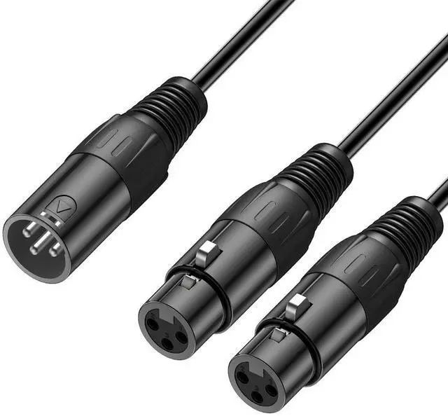 Main image of XLR Male to Dual XLR Female Y-Splitter Cable 1-to-2 Balanced Audio Splitter, 99.99% OFC, Metal Connectors, for Microphone, Mixer, Amplifier & PA System