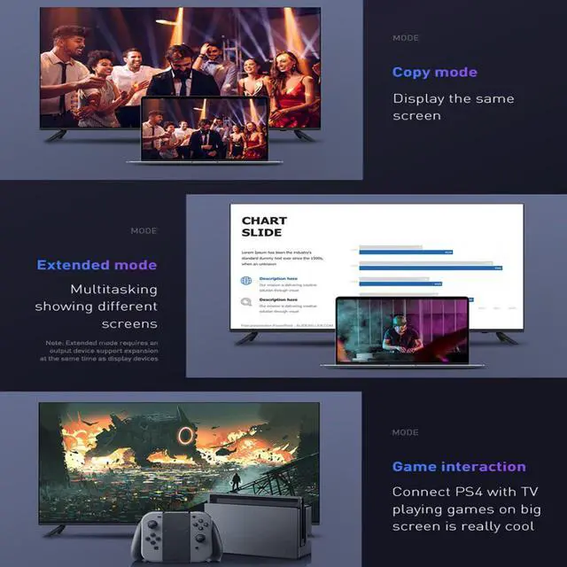 Alt view image 4 of 4 - VGA to HDMI Adapter Cable with Audio 1m, 1080P, USB Powered, 3.5mm Audio Output, for PC, Laptop to Monitor, TV & Projector