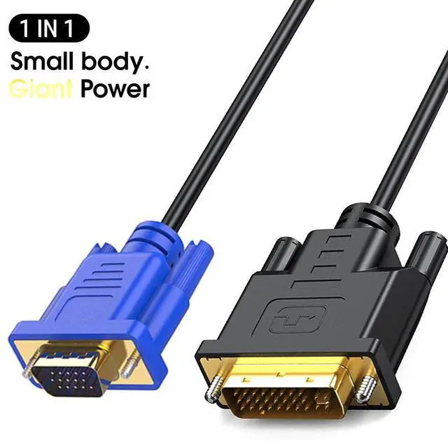 Alt view image 5 of 5 - DVI to VGA Cable 1.5m (5ft), DVI-I 24+5 Pin to VGA, 1080P, Dual Link, Triple Shielding, for PC, Laptop, Projector & HDTV