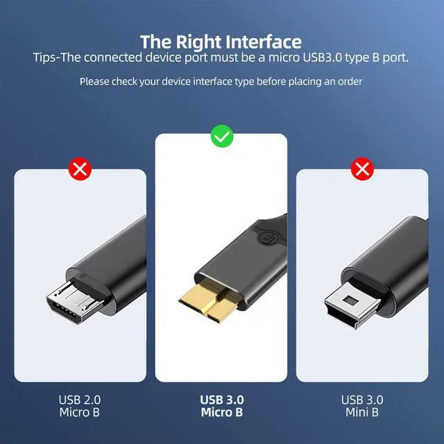 Alt view image 4 of 7 - USB-C to USB 3.0 Micro-B Cable 1m (3.3ft), 10Gbps, Supports 4TB Portable Hard Drives, for External HDD, SSD, Camera & Tablet