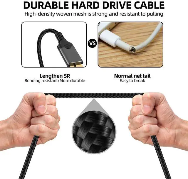 Alt view image 6 of 7 - USB-C to USB 3.0 Micro-B Cable 1m (3.3ft), 10Gbps, Supports 4TB Portable Hard Drives, for External HDD, SSD, Camera & Tablet