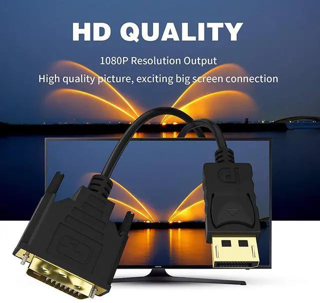 Alt view image 3 of 4 - DisplayPort to DVI Cable 1.8m (6ft), 1080P, Active Adapter, Gold-Plated, with Latched Connector, for PC, Laptop to Monitor & Projector