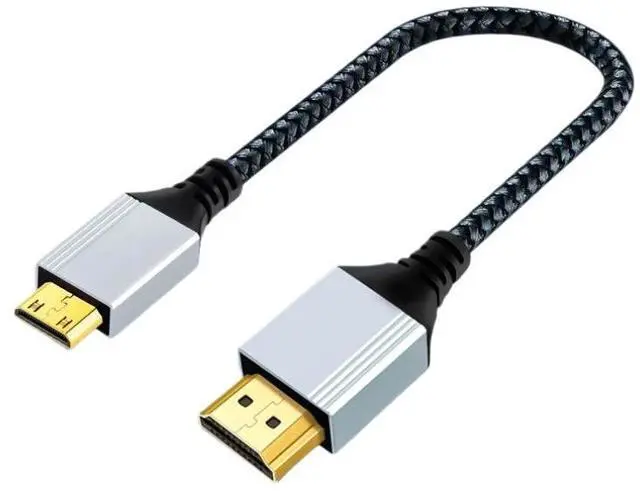 Main image of Mini HDMI to HDMI 2.0 Cable 4K@60Hz, 90° Right-Angle, Gold-Plated, for Camera, Tablet, Raspberry Pi to TV & Monitor