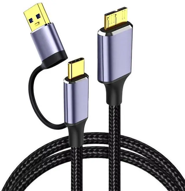 Main image of USB-C to USB 3.0 Micro-B Cable 2-in-1, 5Gbps, for External HDD, SSD, Portable Drive & Smartphone