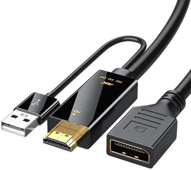 Main image of HDMI to DisplayPort Adapter Cable 4K@60Hz, Active Converter, USB Powered, for Laptop, PC, Console to DP Monitor