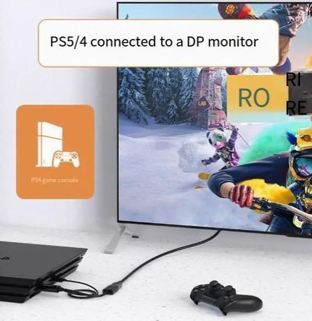 Alt view image 4 of 4 - HDMI to DisplayPort Adapter Cable 4K@60Hz, Active Converter, USB Powered, for Laptop, PC, Console to DP Monitor