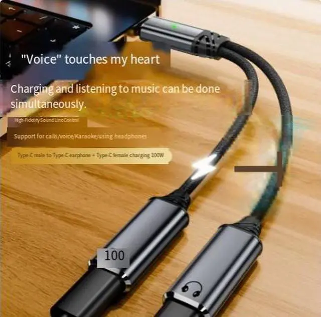 Alt view image 3 of 3 - USB-C 2-in-1 Audio & Charging Adapter 100W PD Fast Charging, 3.5mm Headphone Jack, for iPhone 16, Huawei, Samsung, Laptop