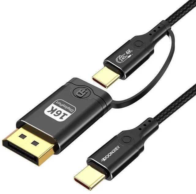Main image of USB-C to DisplayPort Cable 20Gbps, 100W PD, 16K@60Hz, Braided, for Laptop, MacBook, Monitor & Gaming