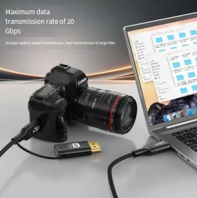 Alt view image 3 of 4 - USB-C to DisplayPort Cable 20Gbps, 100W PD, 16K@60Hz, Braided, for Laptop, MacBook, Monitor & Gaming