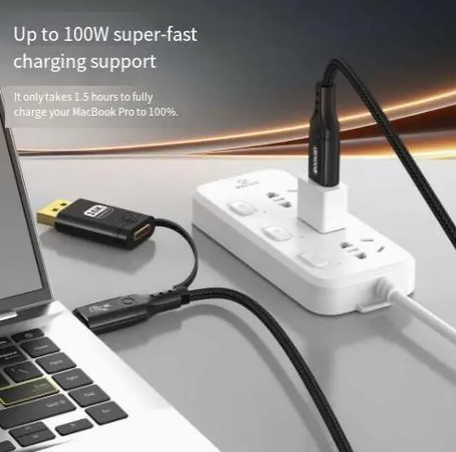 Alt view image 4 of 4 - USB-C to DisplayPort Cable 20Gbps, 100W PD, 16K@60Hz, Braided, for Laptop, MacBook, Monitor & Gaming