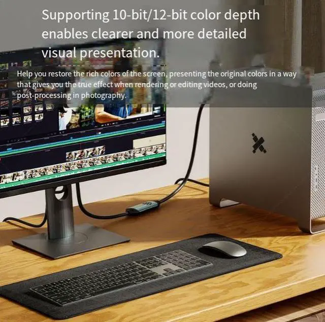 Alt view image 2 of 4 - HDMI to DisplayPort Active Adapter Cable 8K@60Hz, 4K@144Hz, 2K@240Hz, USB Powered, for Gaming Monitor & PC