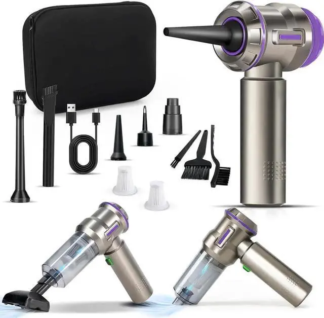 Main image of Air Duster for PC, 200000RPM Compressed Air, Mini Vacuum 2-in-1, Runtime Up to 35 mins, Brushless Motor Electric Air Blower with 3 Gear and Rechargeable Battery - Canned Air-Keyboard Cleaner