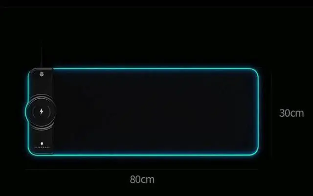 Alt view image 4 of 6 - Alienware 800×300 Illuminated Gaming Mouse Pad Keyboard Desk Pad 15W Wireless Charging