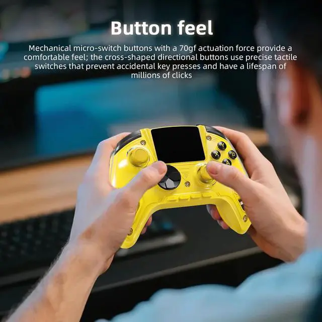 Alt view image 6 of 7 - RG G01 Smart Game Controller 2.5D Smart Screen, Heart Rate Monitor, 6-Axis Gyro, Multi-Platform Support - yellow