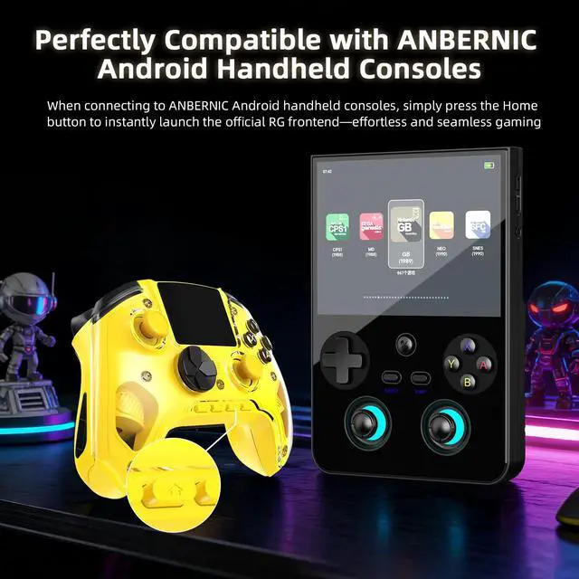 Alt view image 5 of 7 - RG G01 Smart Game Controller 2.5D Smart Screen, Heart Rate Monitor, 6-Axis Gyro, Multi-Platform Support - yellow