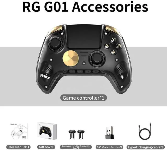 Main image of RG G01 Smart Game Controller 2.5D Smart Screen, Heart Rate Monitor, 6-Axis Gyro, Multi-Platform Support - black