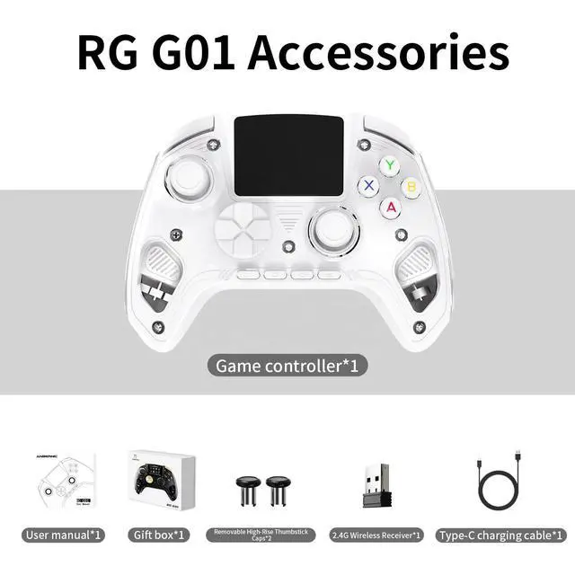 Alt view image 2 of 5 - RG G01 Smart Game Controller 2.5D Smart Screen, Heart Rate Monitor, 6-Axis Gyro, Multi-Platform Support - white