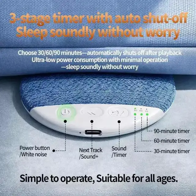 Alt view image 2 of 6 - Bluetooth Pillow Speaker Wireless Sleep Music Player for Under Pillow, Private Bone Conduction Sound, Sleep Timer, Stereo Bass for Side Sleepers & Travel