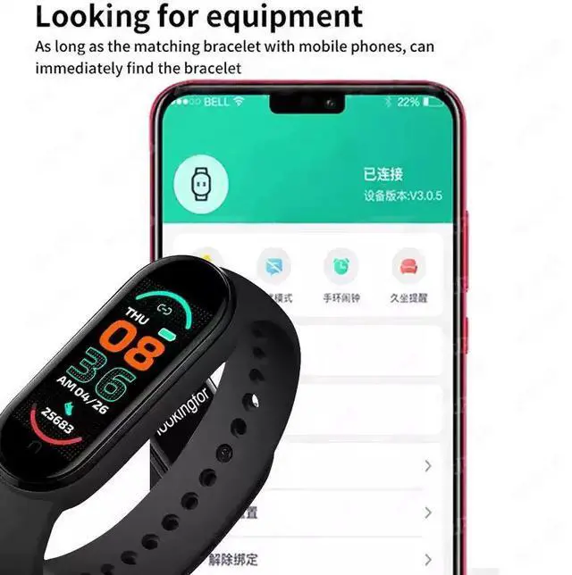 Alt view image 2 of 5 - M6 Smart Watch Men Women Fitness Smart Bracelet Sports Band