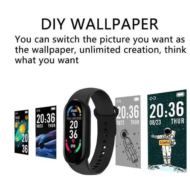 Alt view image 3 of 5 - M6 Smart Watch Men Women Fitness Smart Bracelet Sports Band