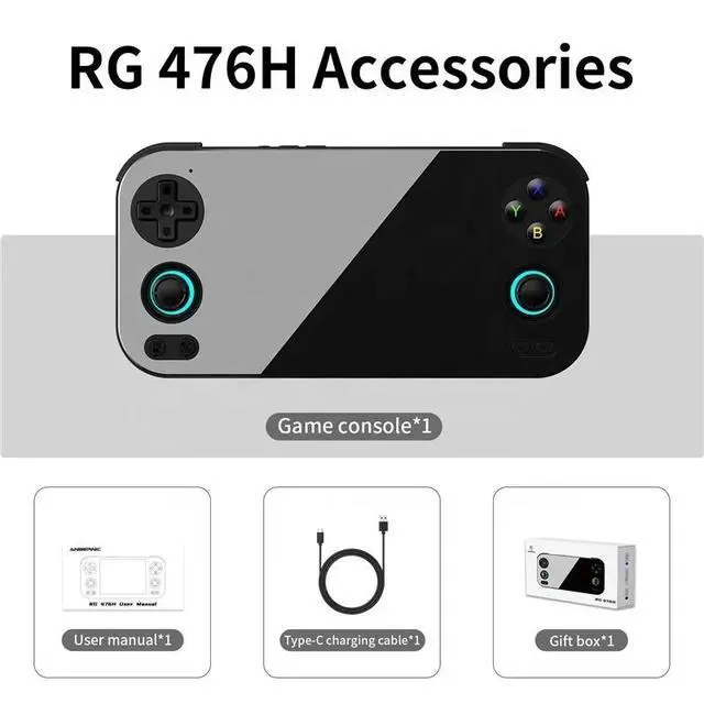 Alt view image 7 of 7 - RG476H Portable Game Console 5000mAh Battery, 8GB+128GB Storage, WiFi & BT, Multi-Function Classic Video Game Handheld black