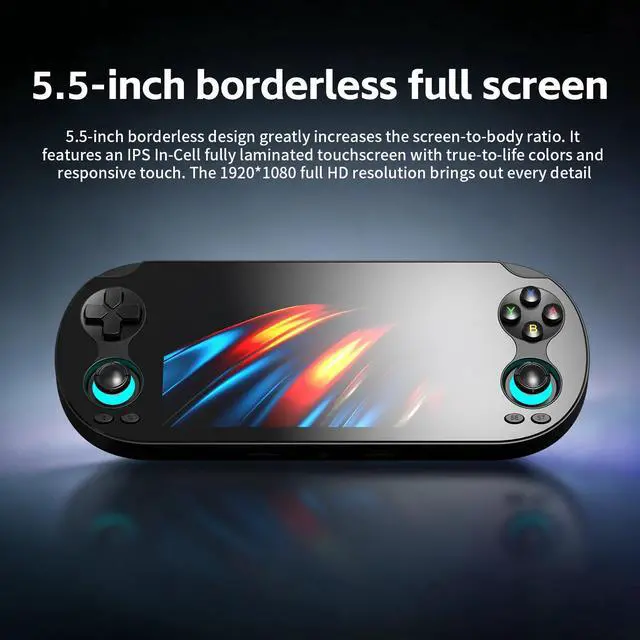 Alt view image 4 of 6 - RG VITA Pro Handheld Game Console Dual OS Android 14/Linux, 5.5" 1080P Screen, Multi-Emulator Support, 4GB+64GB, Wi-Fi 6 black