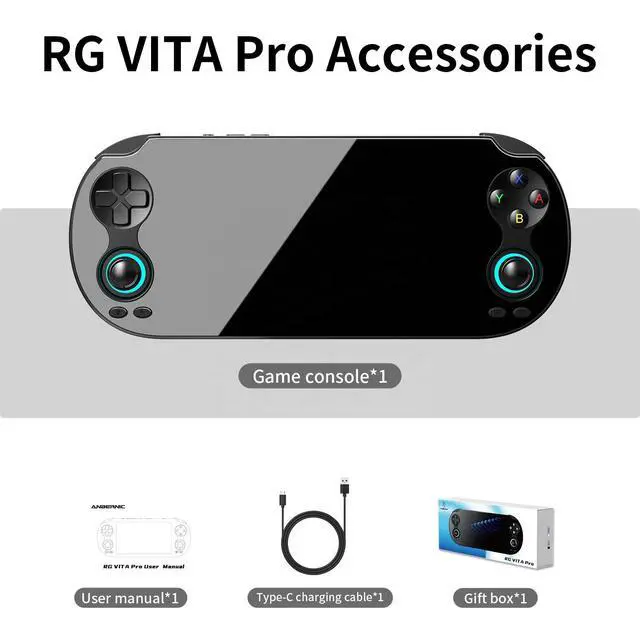 Alt view image 2 of 6 - RG VITA Pro Handheld Game Console Dual OS Android 14/Linux, 5.5" 1080P Screen, Multi-Emulator Support, 4GB+64GB, Wi-Fi 6 black