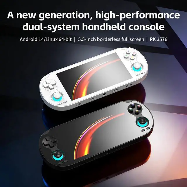 Alt view image 7 of 7 - RG VITA Pro Handheld Game Console Dual OS Android 14/Linux, 5.5" 1080P Screen, Multi-Emulator Support, 4GB+64GB, Wi-Fi 6 white
