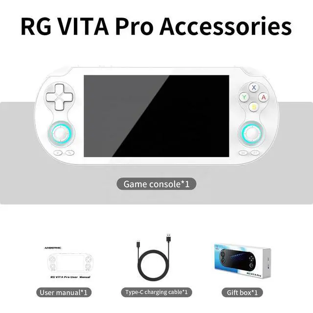 Alt view image 2 of 7 - RG VITA Pro Handheld Game Console Dual OS Android 14/Linux, 5.5" 1080P Screen, Multi-Emulator Support, 4GB+64GB, Wi-Fi 6 white