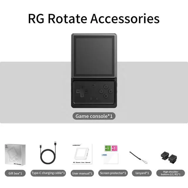 Alt view image 3 of 7 - RG Rotate Handheld Game Console 3.5" 720×720 Swivel Touchscreen, 3GB+32GB, Android 12, T618, 2000mAh, WiFi/BT