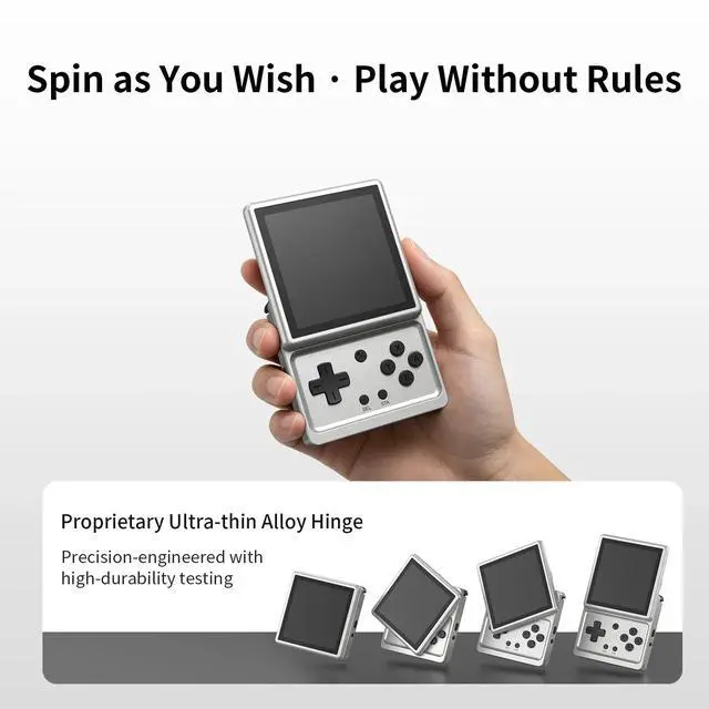 Alt view image 6 of 7 - RG Rotate Handheld Game Console 3.5" 720×720 Swivel Touchscreen, 3GB+32GB, Android 12, T618, 2000mAh, WiFi/BT Silver