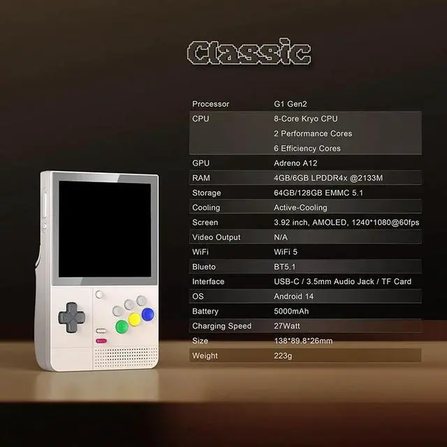 Alt view image 7 of 7 - Pocket Classic Retro Handheld Game Console 3.92" IPS Screen, 6+128GB, Android System, Portable Vintage Gaming Gift