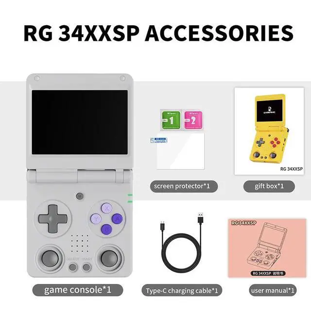 Alt view image 3 of 6 - RG34XXSP Mini Retro Clamshell Handheld Game Console 5G WiFi, HDMI TV Output, 3300mAh Battery, Great Gift for Kids