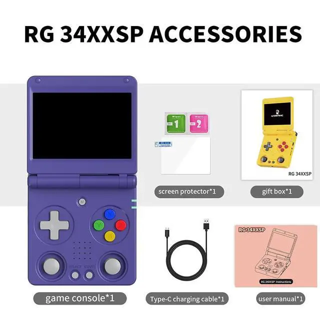 Alt view image 2 of 6 - RG34XXSP Mini Retro Clamshell Handheld Game Console 5G WiFi, HDMI TV Output, 3300mAh Battery, Great Gift for Kids Indigo