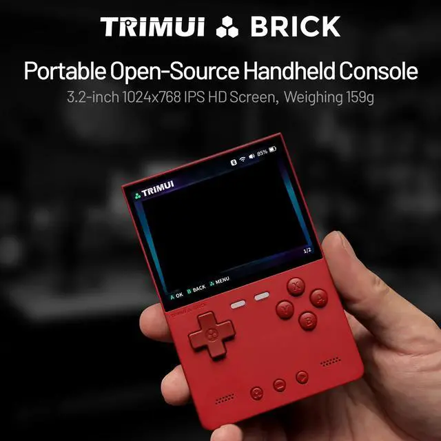 Alt view image 4 of 6 - Brick Handheld Game Console 3.2" IPS Screen, Classic Mini Retro Portable Video Game Player, Great Christmas Gift for Gamers & Game Boy Fans Red