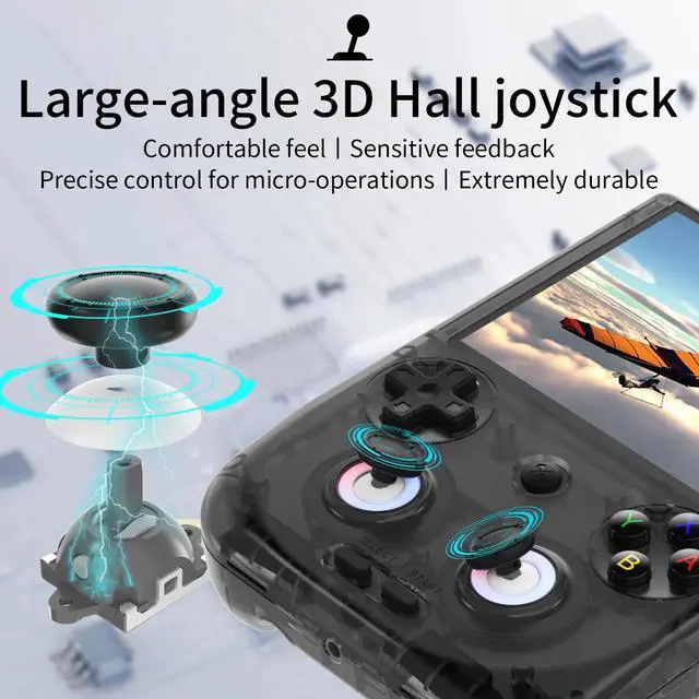Alt view image 5 of 7 - RG 406V 64-Bit Handheld Game Console Unisoc T820, 4" IPS Screen, 3D Hall Joystick, RGB Lighting, 8GB+128GB, Android 13
