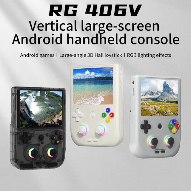 Alt view image 5 of 6 - RG 406V 64-Bit Handheld Game Console Unisoc T820, 4" IPS Screen, 3D Hall Joystick, RGB Lighting, 8GB+128GB, Android 13 - white