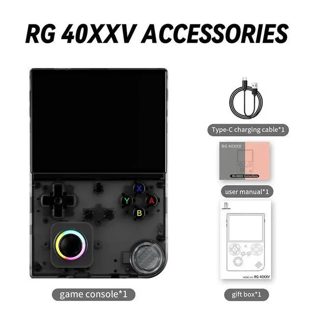 Alt view image 2 of 6 - Portable Mini Anbernic RG40XX V Video Game Console 4" IPS Screen, RGB Lights, Retro Handheld Player, Compatible with Miyoo Mini & RG35XX black