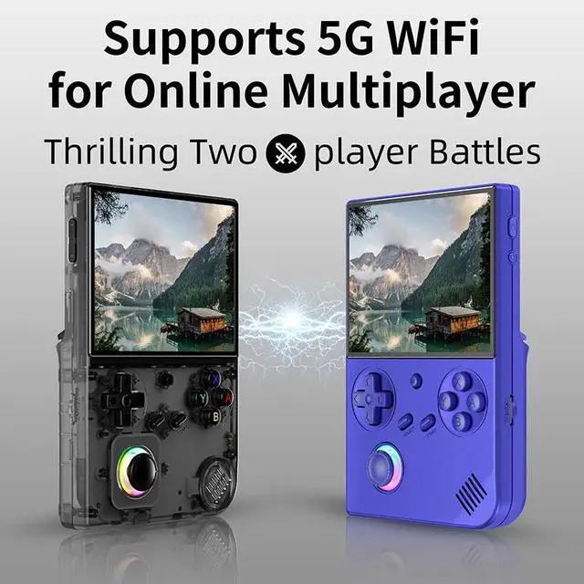 Alt view image 5 of 7 - Portable Mini Anbernic RG40XX V Video Game Console 4" IPS Screen, RGB Lights, Retro Handheld Player, Compatible with Miyoo Mini & RG35XX blue
