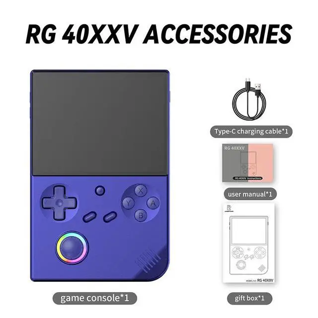 Alt view image 7 of 7 - Portable Mini Anbernic RG40XX V Video Game Console 4" IPS Screen, RGB Lights, Retro Handheld Player, Compatible with Miyoo Mini & RG35XX blue