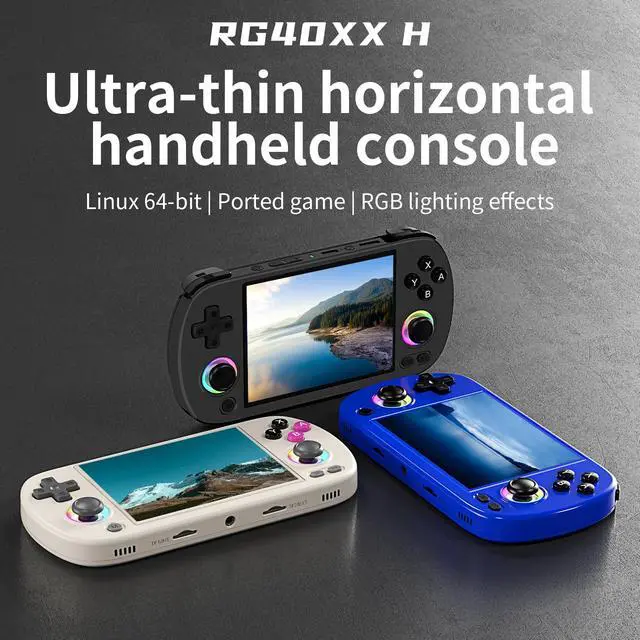 Alt view image 4 of 6 - RG40XX H Handheld Game Console with RGB Lights HD TV Output, Linux Open System, 15000+ Classic Games Built-in
