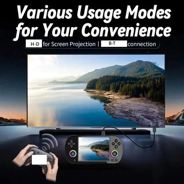 Alt view image 7 of 7 - RG40XX H Handheld Game Console with RGB Lights HD TV Output, Linux Open System, 15000+ Classic Games Built-in Black