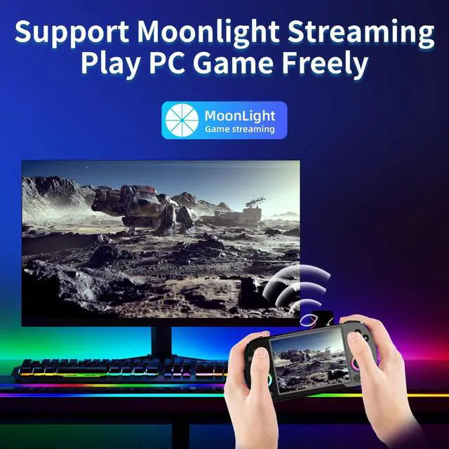 Alt view image 5 of 7 - RG40XX H Handheld Game Console with RGB Lights HD TV Output, Linux Open System, 15000+ Classic Games Built-in Blue