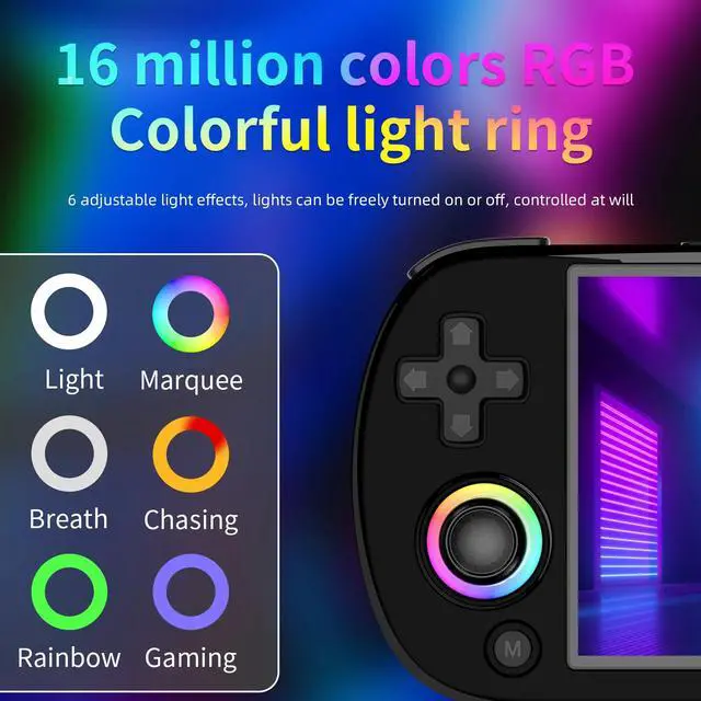 Alt view image 3 of 7 - RG40XX H Handheld Game Console with RGB Lights HD TV Output, Linux Open System, 15000+ Classic Games Built-in Blue