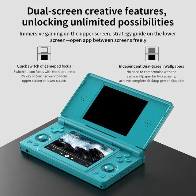 Alt view image 4 of 7 - Portable Anbernic RG DS Handheld Game Console Dual 4" IPS Touchscreens, Android 14, 4000mAh Battery, Foldable Clamshell Design