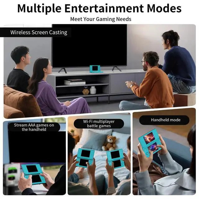 Alt view image 7 of 7 - Portable Anbernic RG DS Handheld Game Console Dual 4" IPS Touchscreens, Android 14, 4000mAh Battery, Foldable Clamshell Design
