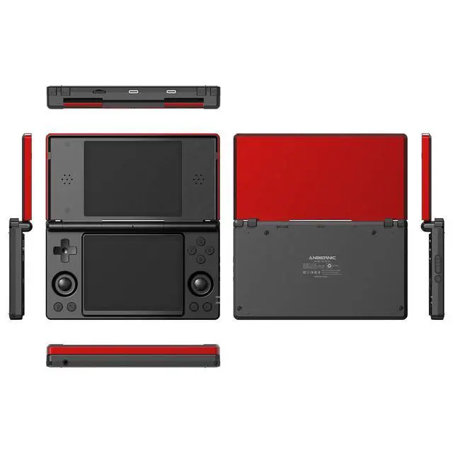 Alt view image 2 of 5 - Portable Anbernic RG DS Handheld Game Console Dual 4" IPS Touchscreens, Android 14, 4000mAh Battery, Foldable Clamshell Design Red