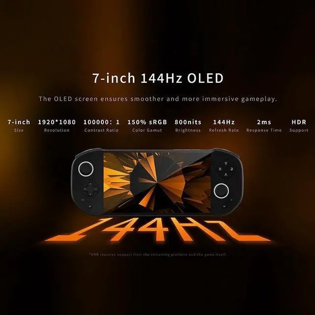 Alt view image 4 of 6 - Large Handheld Gaming Device Mangmi Pocket Max 7" 144Hz AMOLED Display, WiFi 6 & BT 5.1, Android 13, Snapdragon 865, Multi-Function Game Console Vintage color