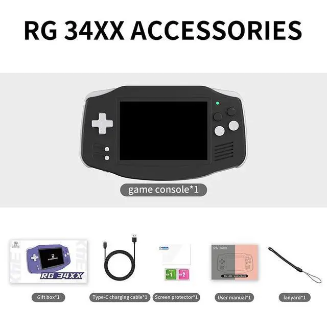 Alt view image 3 of 6 - RG34XX Portable Retro Handheld Game Console 3.4" IPS Screen, H700 CPU, 64GB, 3500mAh Battery, Linux OS, Bluetooth 4.2, 5000+ Games Preloaded black